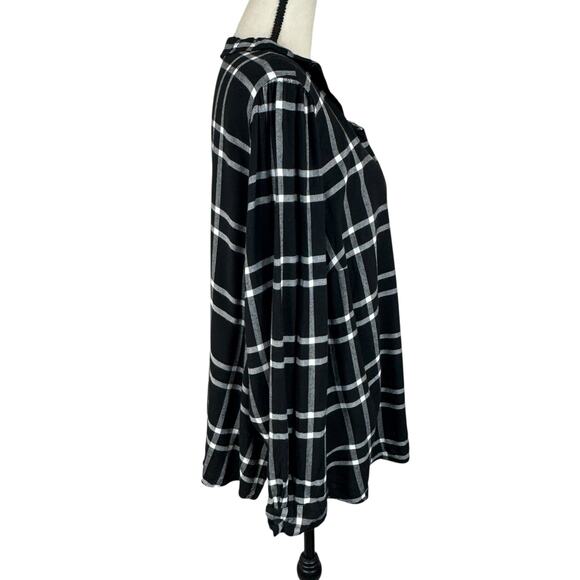 Lane Bryant SZ 16 Top Plaid Button-Up Ruffled Collared Long Sleeve Lightweight - Picture 4 of 10